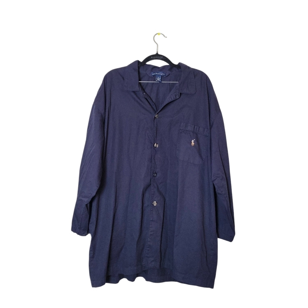 Polo Ralph Lauren Mens Button Up Shirt Sz XL Navy Blue Long Sleeve 100% Cotton